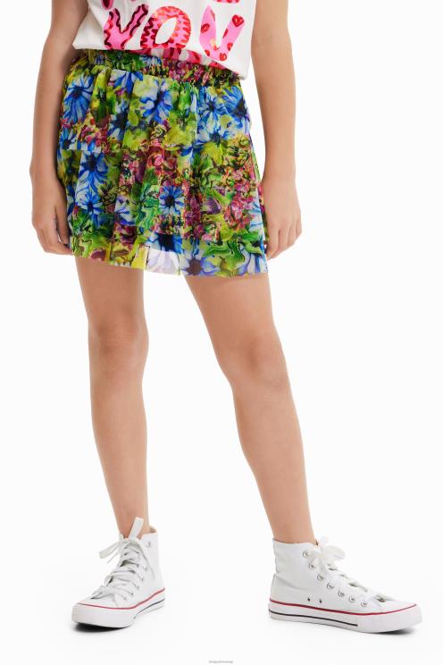 oblačila NFXLT1139 dekle Desigual mini krilo iz tila s cvetličnimi volančki