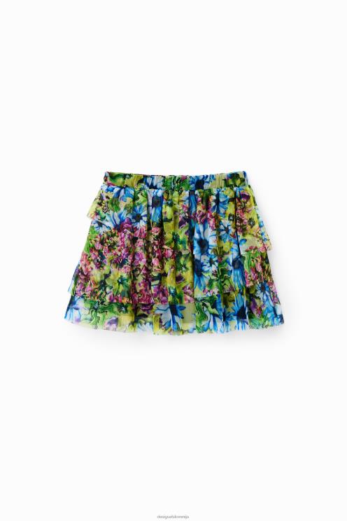 oblačila NFXLT1139 dekle Desigual mini krilo iz tila s cvetličnimi volančki