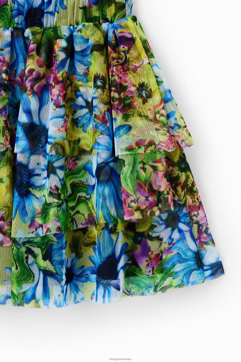 oblačila NFXLT1139 dekle Desigual mini krilo iz tila s cvetličnimi volančki