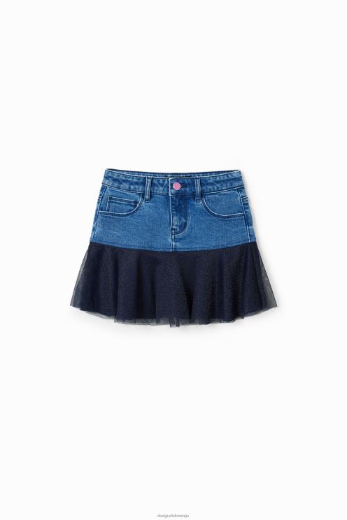 oblačila NFXLT1717 dekle Desigual svetleče mini krilo iz jeansa z naborki