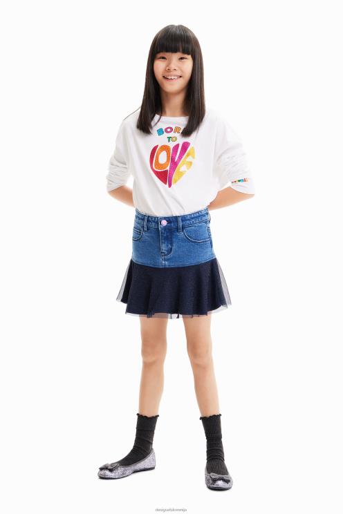 oblačila NFXLT1717 dekle Desigual svetleče mini krilo iz jeansa z naborki