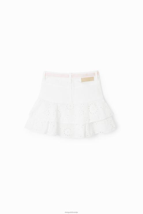 oblačila NFXLT1826 dekle Desigual mini krilo s švicarskim vezenjem