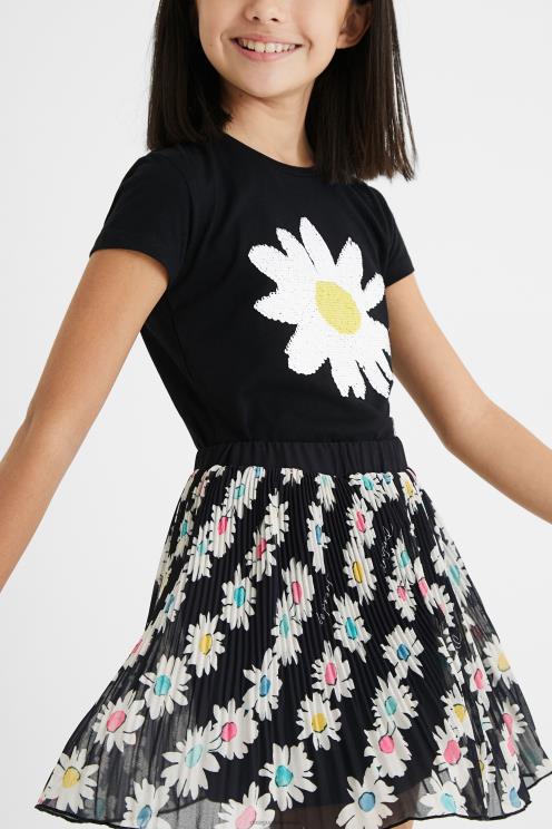 oblačila NFXLT1845 dekle Desigual kratko krilo na naborke