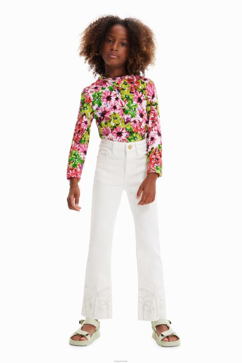 oblačila NFXLT1850 dekle Desigual vezene dolge široke kavbojke