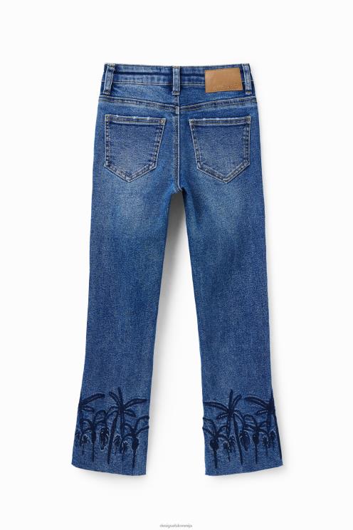 oblačila NFXLT1854 dekle Desigual vezene dolge široke kavbojke