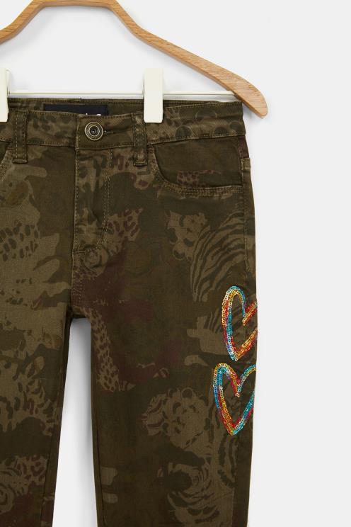oblačila NFXLT1887 dekle Desigual hlače z ravnim vezenim potiskom