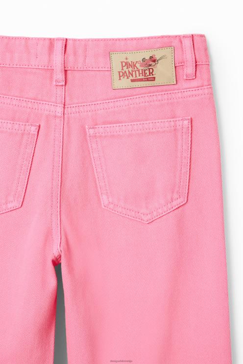 oblačila NFXLT682 dekle Desigual kavbojke z rožnatim panterjem