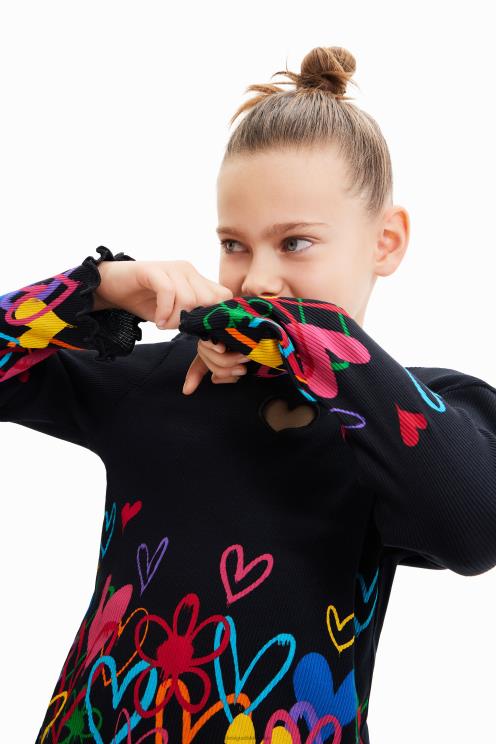 oblačila NFXLT1702 dekle Desigual majica s srčki na izrez