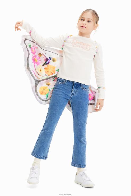 oblačila NFXLT1718 dekle Desigual majica z rebrastimi metuljevimi krili