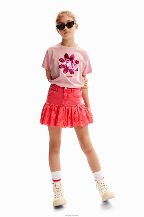 oblačila NFXLT1740 dekle Desigual majica s cvetovi z bleščicami