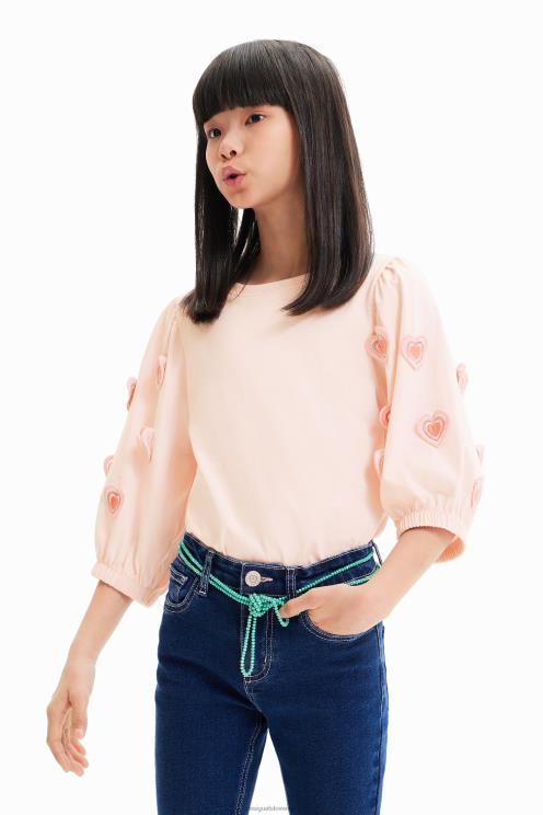 oblačila NFXLT1748 dekle Desigual majica s puf rokavi srček