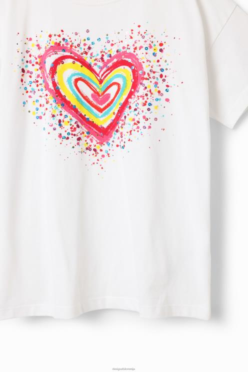 oblačila NFXLT1762 dekle Desigual srčkana majica z bleščicami