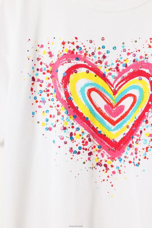 oblačila NFXLT1762 dekle Desigual srčkana majica z bleščicami