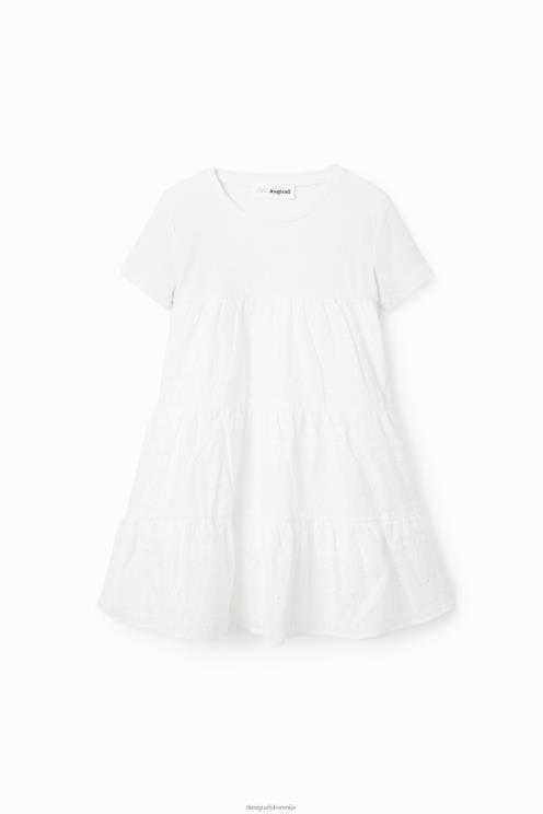 oblačila NFXLT1155 dekle Desigual kombinirana obleka s švicarskim vezenjem