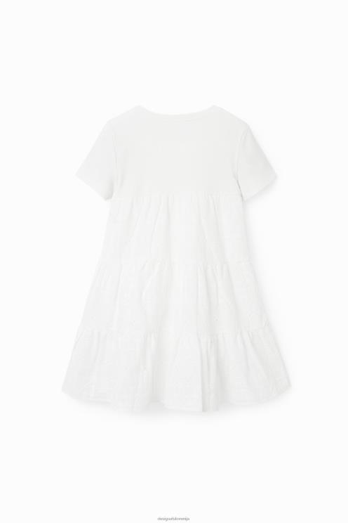 oblačila NFXLT1155 dekle Desigual kombinirana obleka s švicarskim vezenjem