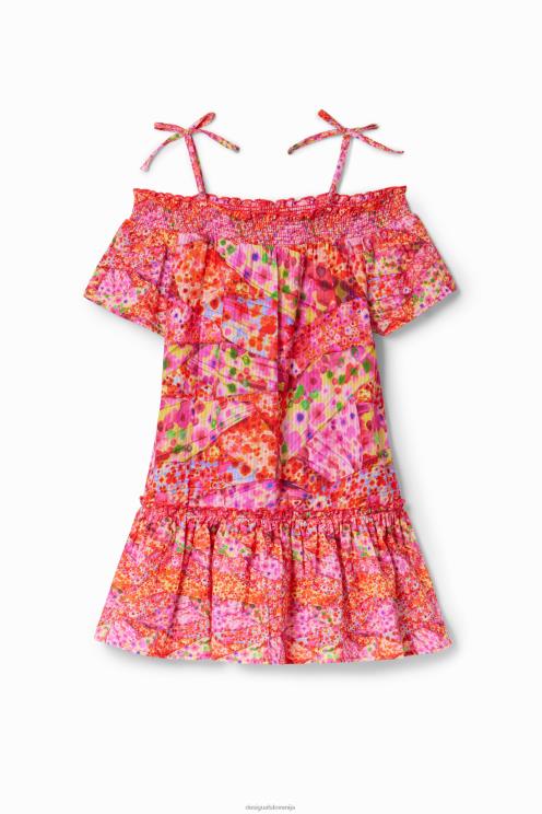 oblačila NFXLT1728 dekle Desigual obleka s cvetličnimi volančki