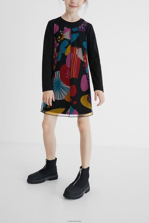oblačila NFXLT1760 dekle Desigual obleka s potiskom iz tila