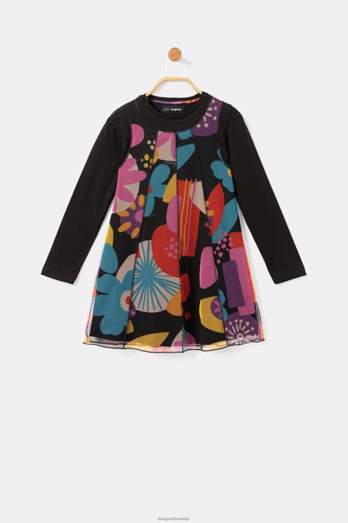oblačila NFXLT1760 dekle Desigual obleka s potiskom iz tila