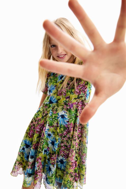 oblačila NFXLT1790 dekle Desigual cvetlična obleka iz tila