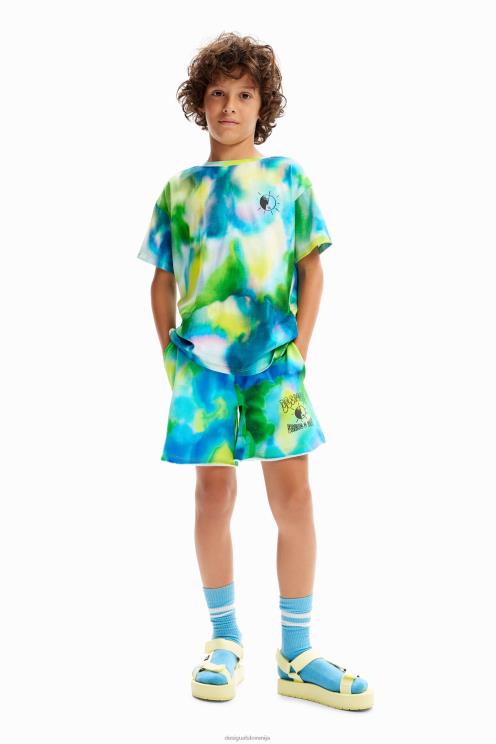 oblačila NFXLT1720 fant Desigual akvarelna majica s sporočilom