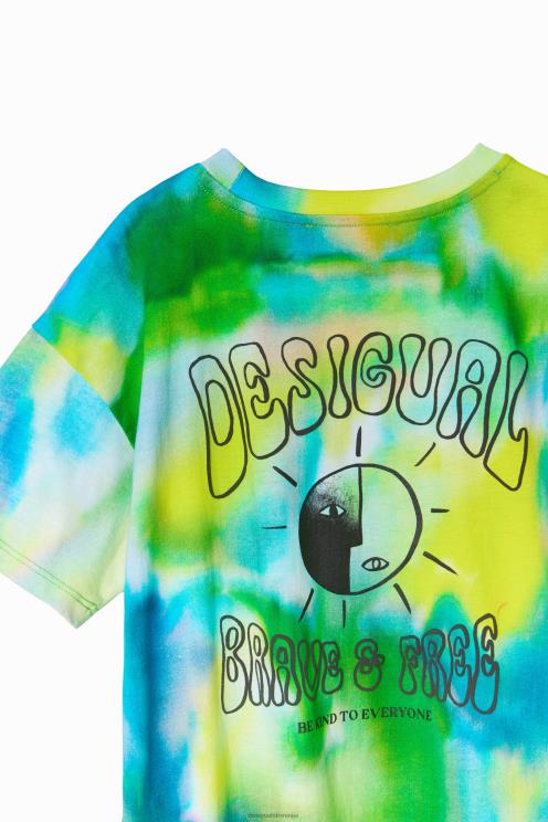 oblačila NFXLT1720 fant Desigual akvarelna majica s sporočilom
