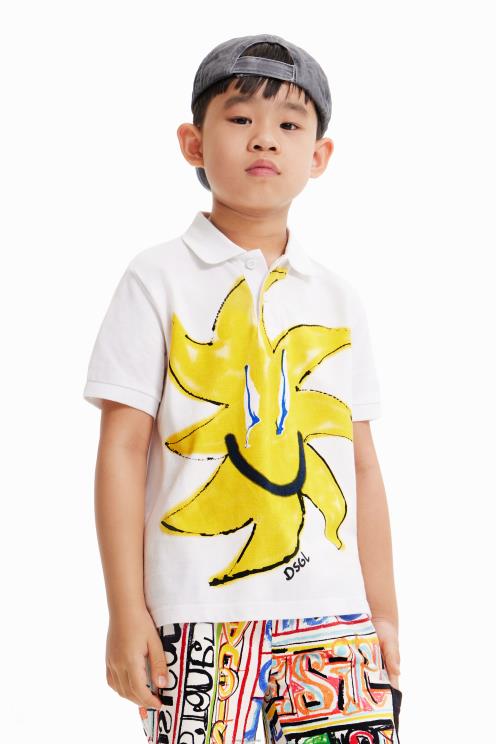 oblačila NFXLT1754 fant Desigual sončna pletena polo majica