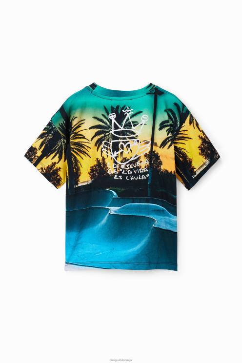 oblačila NFXLT1794 fant Desigual skate park svetleča majica s kratkimi rokavi