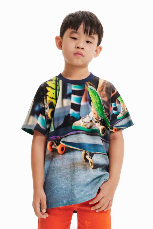 oblačila NFXLT1888 fant Desigual fotografska skate majica