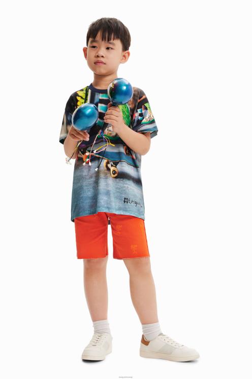 oblačila NFXLT1888 fant Desigual fotografska skate majica