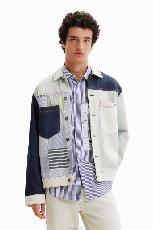 oblačila NFXLT1623 moški Desigual patchwork denim majica