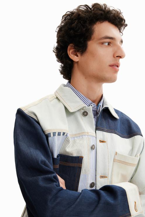 oblačila NFXLT1623 moški Desigual patchwork denim majica