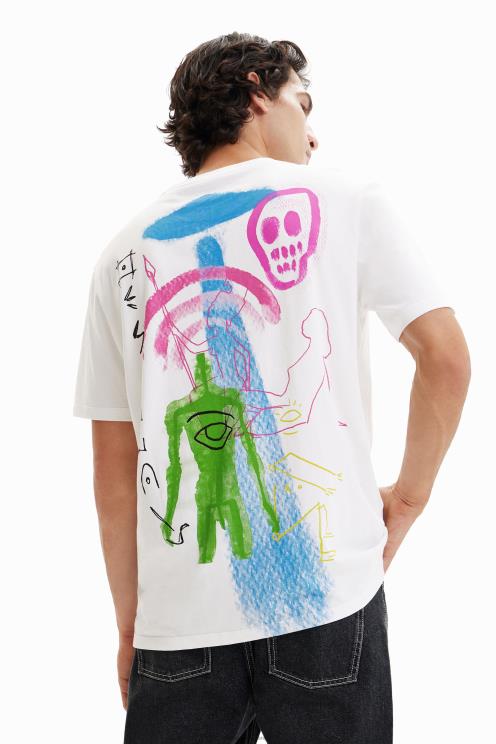 oblačila NFXLT1523 moški Desigual majica z umetniškimi ilustracijami