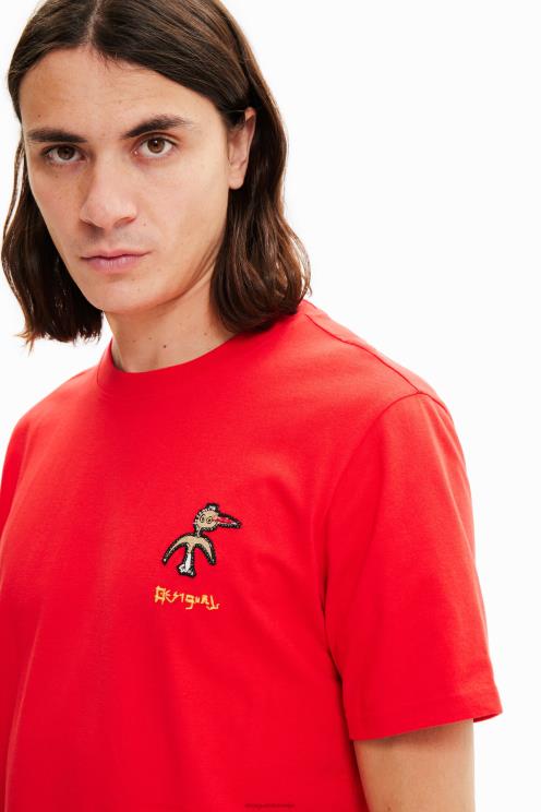 oblačila NFXLT1527 moški Desigual majica s kratkimi rokavi s pticami