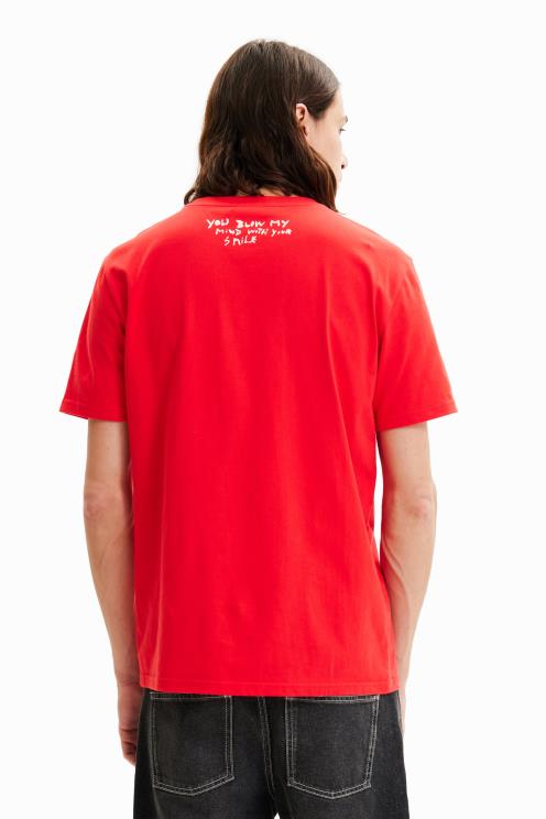 oblačila NFXLT1527 moški Desigual majica s kratkimi rokavi s pticami