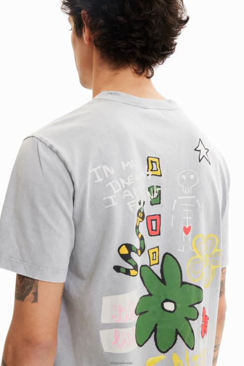 oblačila NFXLT1567 moški Desigual majica z vezenimi srčki