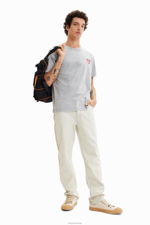 oblačila NFXLT1567 moški Desigual majica z vezenimi srčki