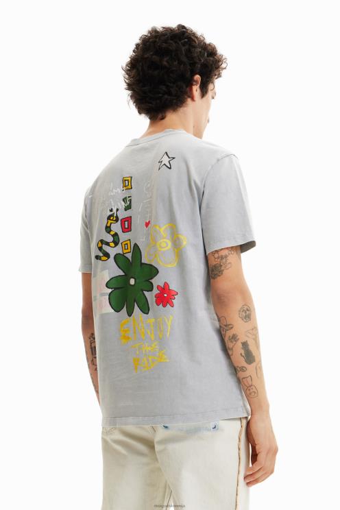 oblačila NFXLT1567 moški Desigual majica z vezenimi srčki