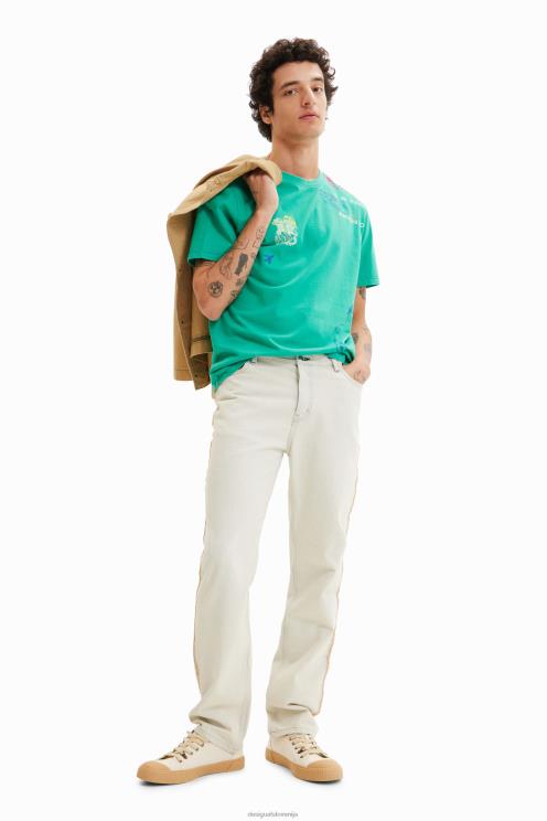 oblačila NFXLT1570 moški Desigual umetniško vezena majica s kratkimi rokavi