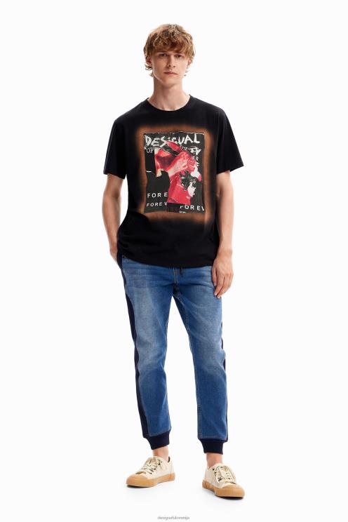 oblačila NFXLT1618 moški Desigual kolažna majica s našitki