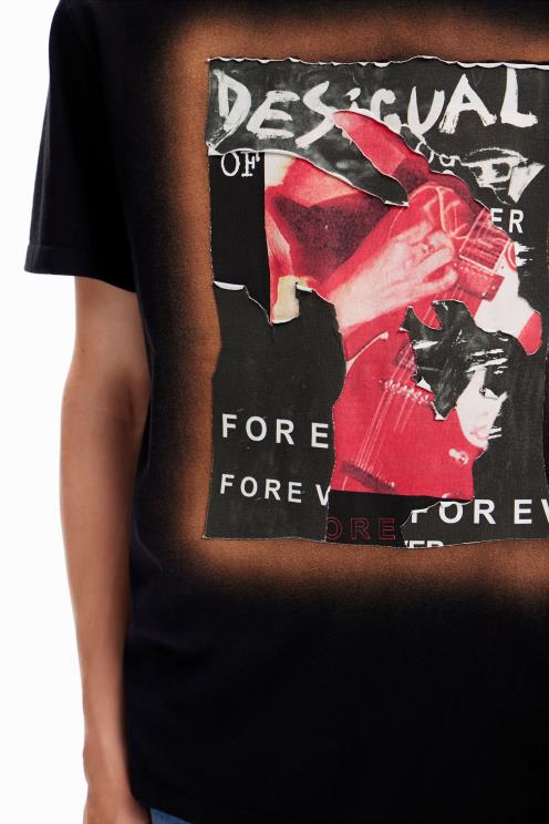 oblačila NFXLT1618 moški Desigual kolažna majica s našitki