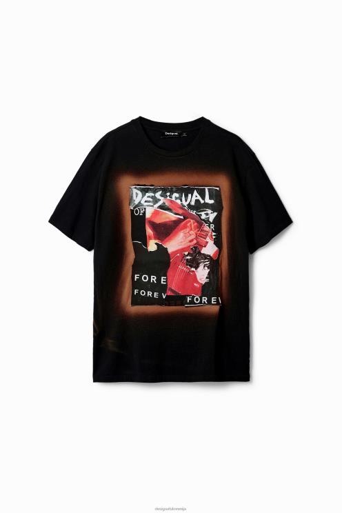 oblačila NFXLT1618 moški Desigual kolažna majica s našitki