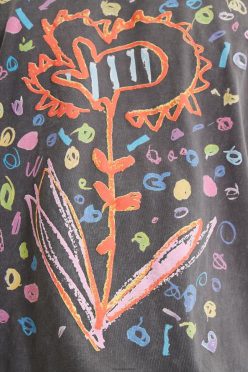 oblačila NFXLT1656 moški Desigual prevelika majica s cvetlicami