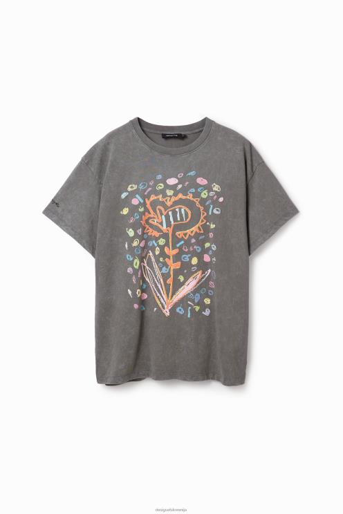 oblačila NFXLT1656 moški Desigual prevelika majica s cvetlicami