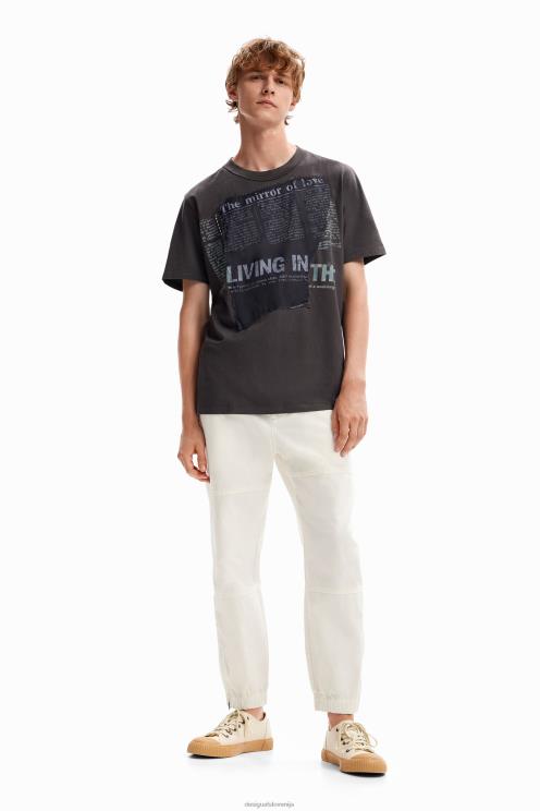 oblačila NFXLT1664 moški Desigual majica s časopisnim našitkom