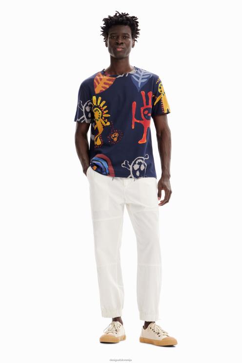 oblačila NFXLT1682 moški Desigual majica z umetniškimi ilustracijami