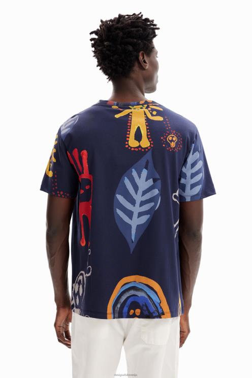 oblačila NFXLT1682 moški Desigual majica z umetniškimi ilustracijami