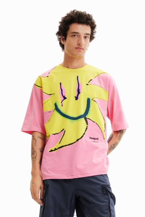 oblačila NFXLT1684 moški Desigual umetniška sončna majica s kratkimi rokavi