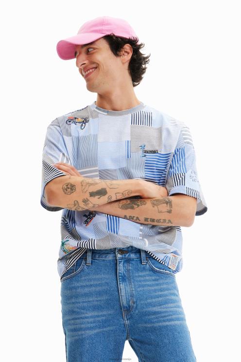 oblačila NFXLT1689 moški Desigual patchwork vezena majica s kratkimi rokavi