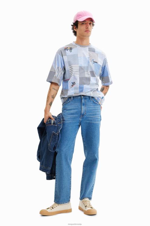 oblačila NFXLT1689 moški Desigual patchwork vezena majica s kratkimi rokavi