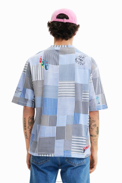 oblačila NFXLT1689 moški Desigual patchwork vezena majica s kratkimi rokavi